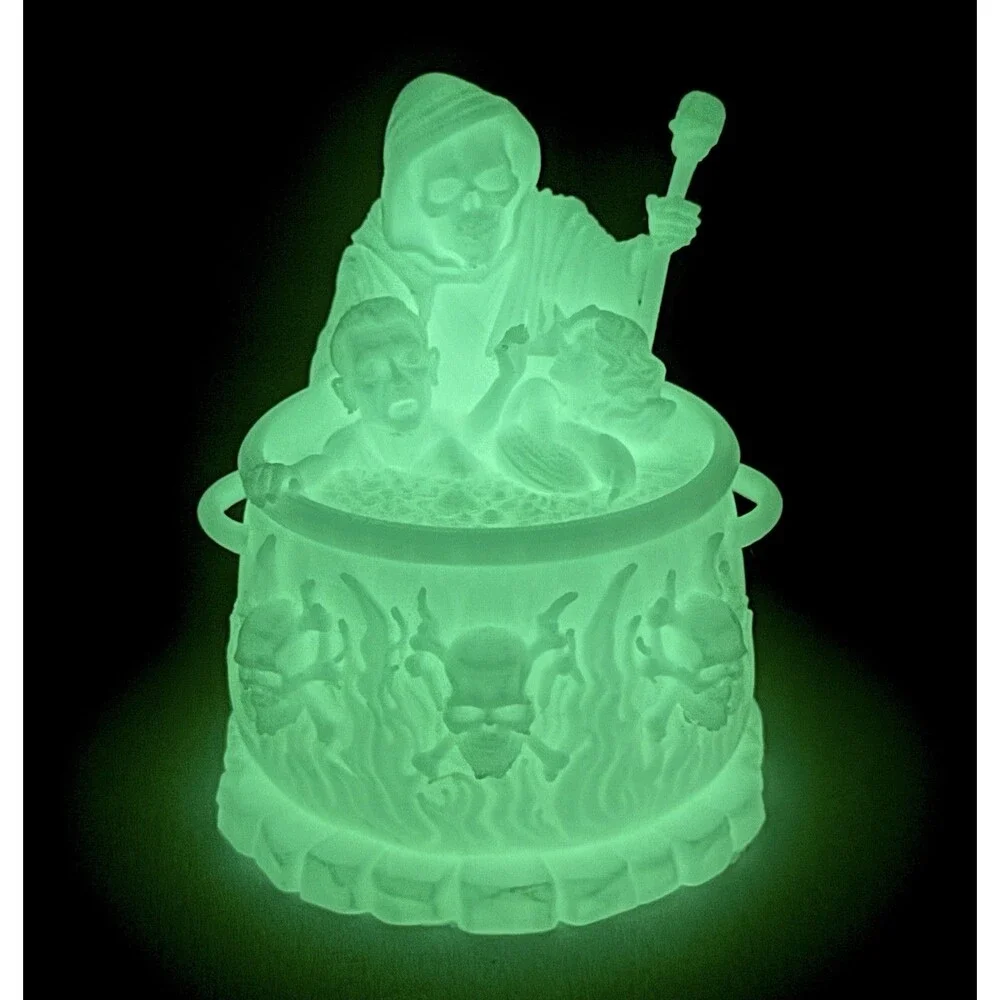 Grim Reaper Cauldron Boiling Skulls Glow In The Dark Toy Sculpture